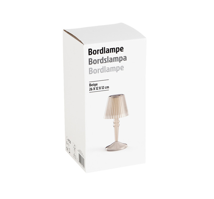 Diamond bordlampe m/batteri beige 26 cm